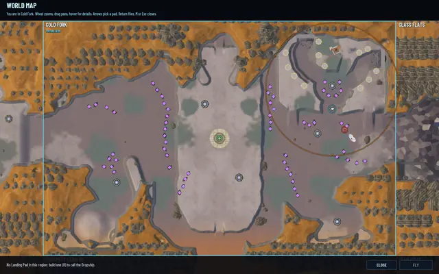The world map of Cold Fork with a ring round The Fork