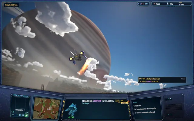 The Dropship banking hard in front of the giant