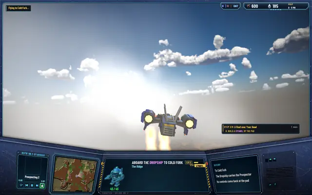 The Dropship dashing through bright streaking cloud