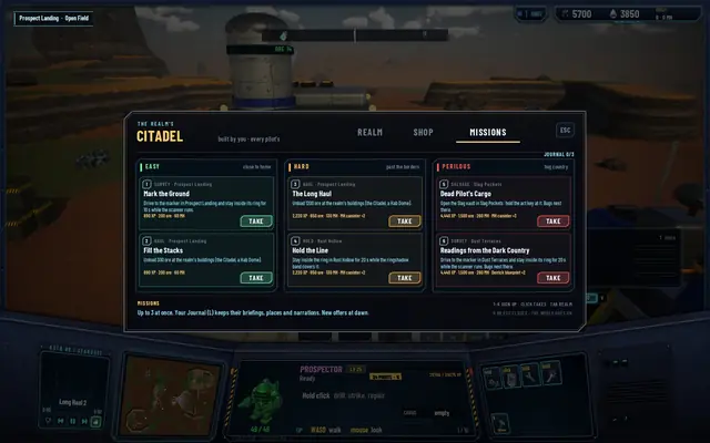 The MISSIONS tab with six offers
