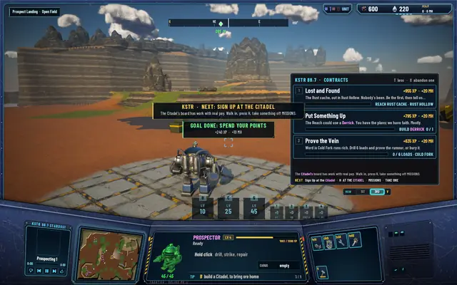 The whole contract panel with the NEXT line at its foot