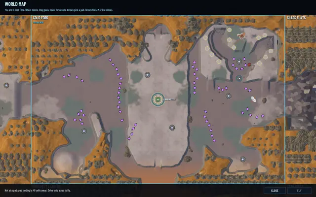 The world map of Cold Fork, The Fork in its north-east corner