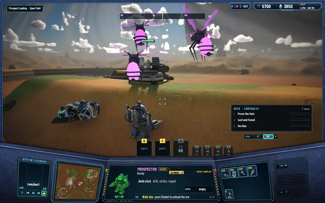 Three Gloamwings hovering over a Sentinel AA tower on a ridge