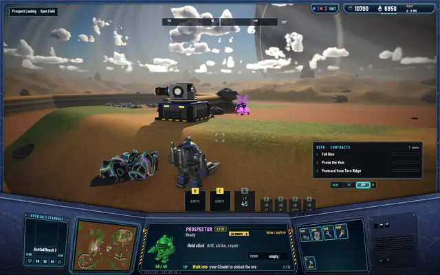 A bare gatling gun on a ridge, a Gloamwing hovering out of its reach behind it