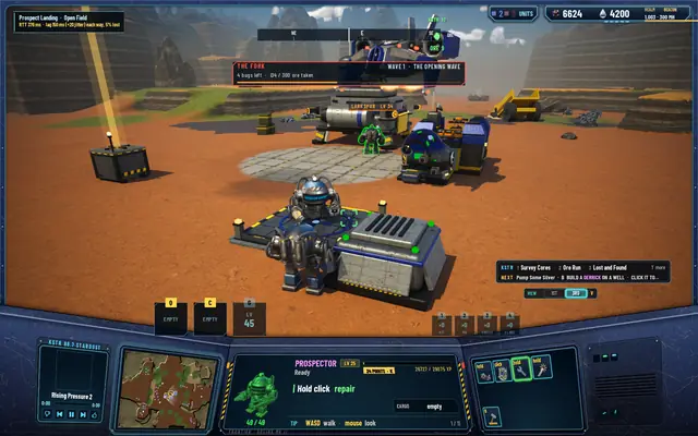 The Dropship coming down over A's pad on B's screen, its engines lit, the frontier pilot Larkspur under it