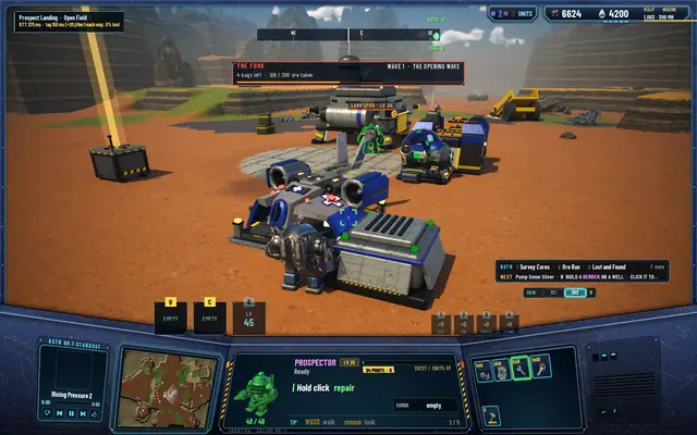 The Dropship on the pad with its ramp up, the ground crew gone, on B's screen